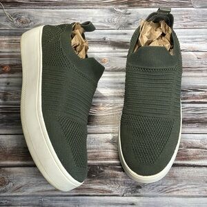 Steve Madden Olive Green Knit Slip-On Sneakers